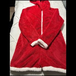 Christmas Santa Hooded Flannel Romper